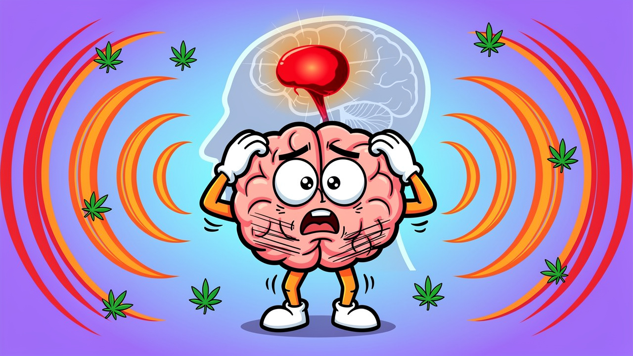 Cartoon brain showing THC panic response illustration