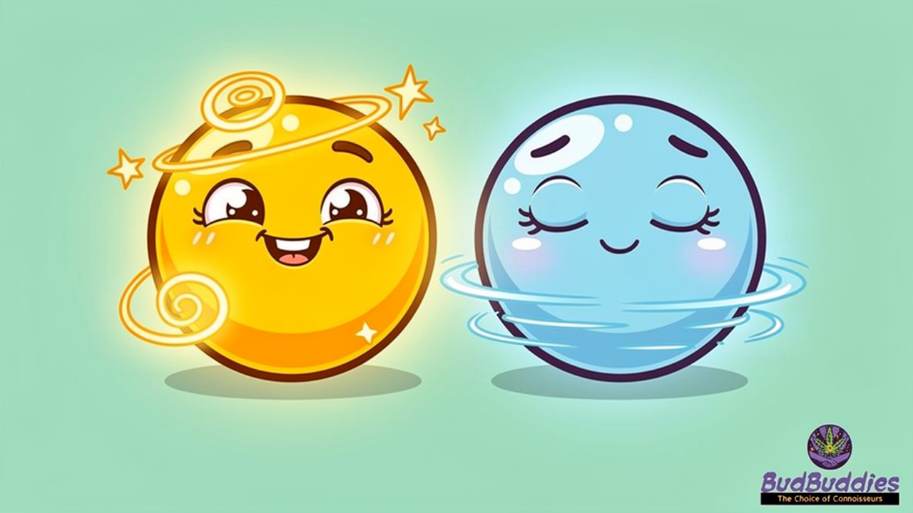 Cartoon comparison of THC and CBD for stress