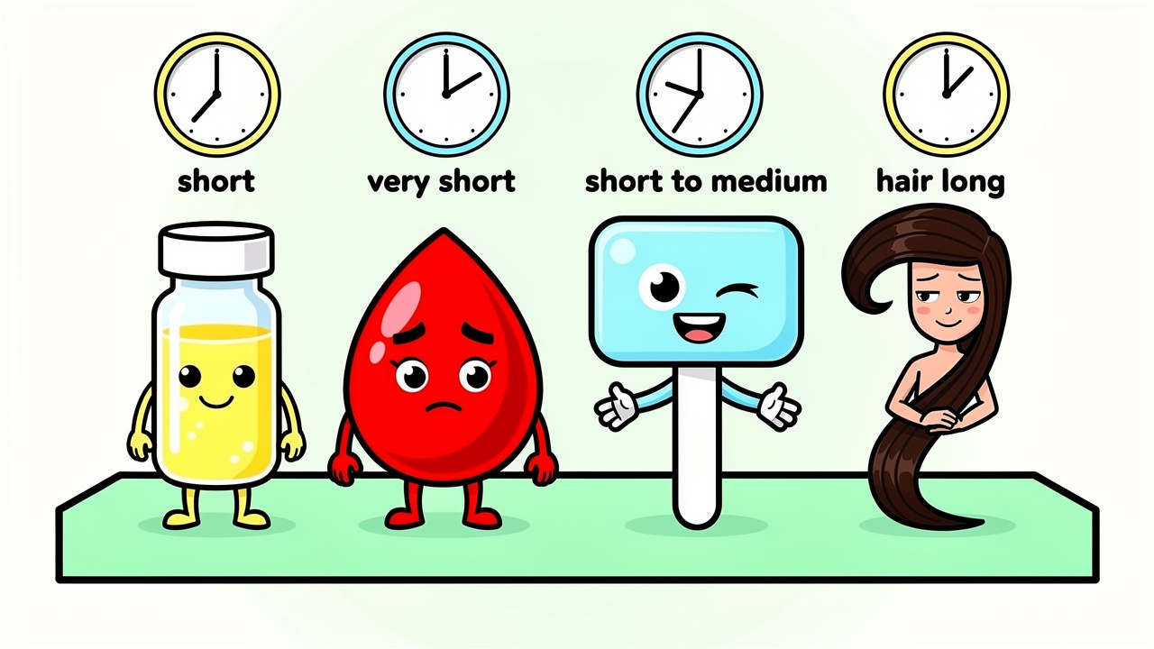 Cartoon characters representing different THC drug tests