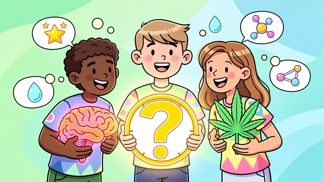 Friendly cartoon characters exploring common THC questions together