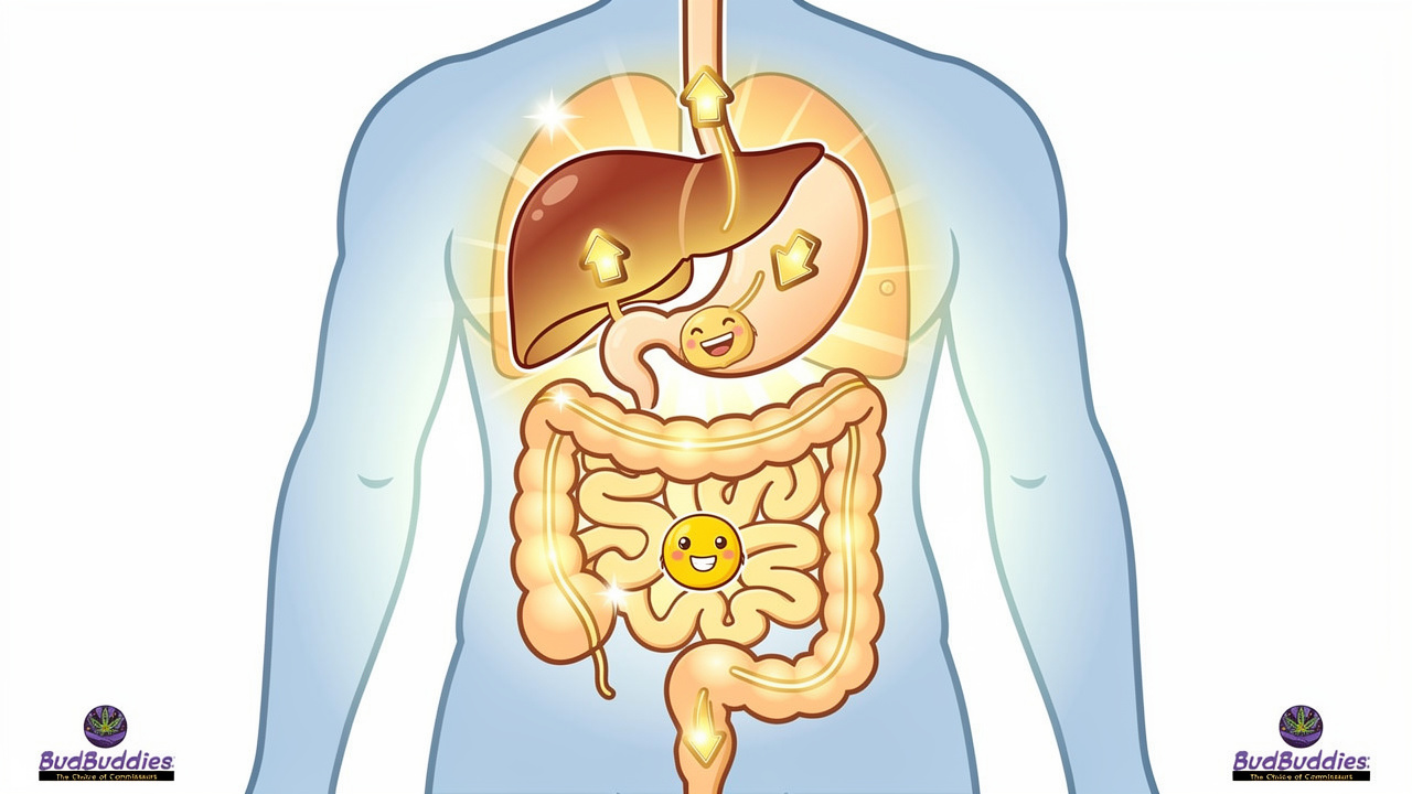 Cartoon diagram of how THC gummies work in the body