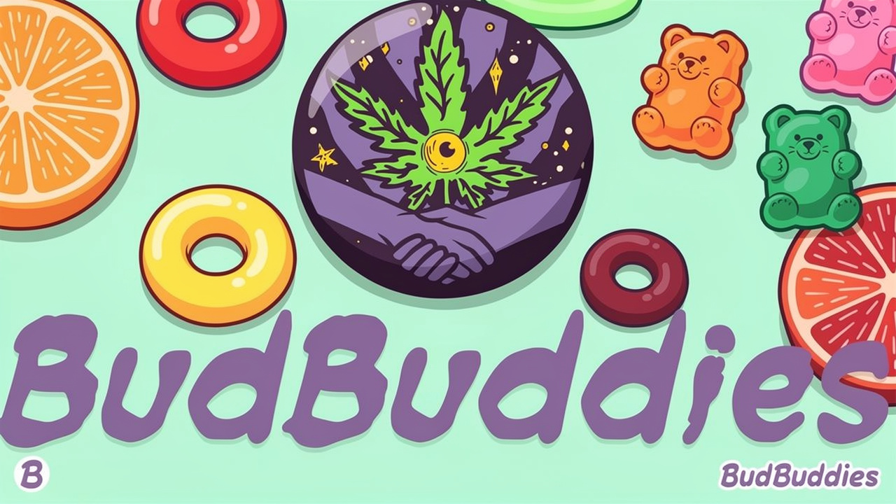 Bright cartoon assortment of colourful gummy sweets on pastel surface