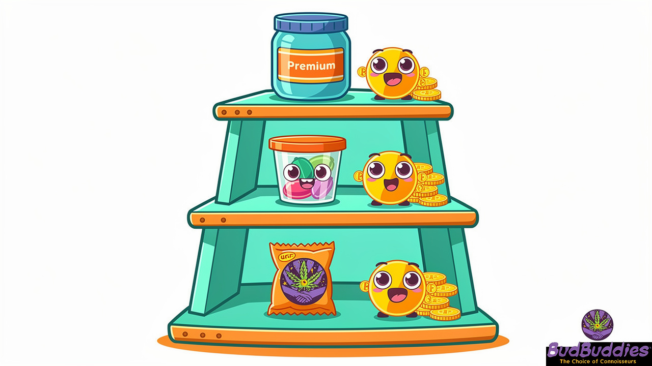 Three tiers of THC gummy pack sizes and pricing