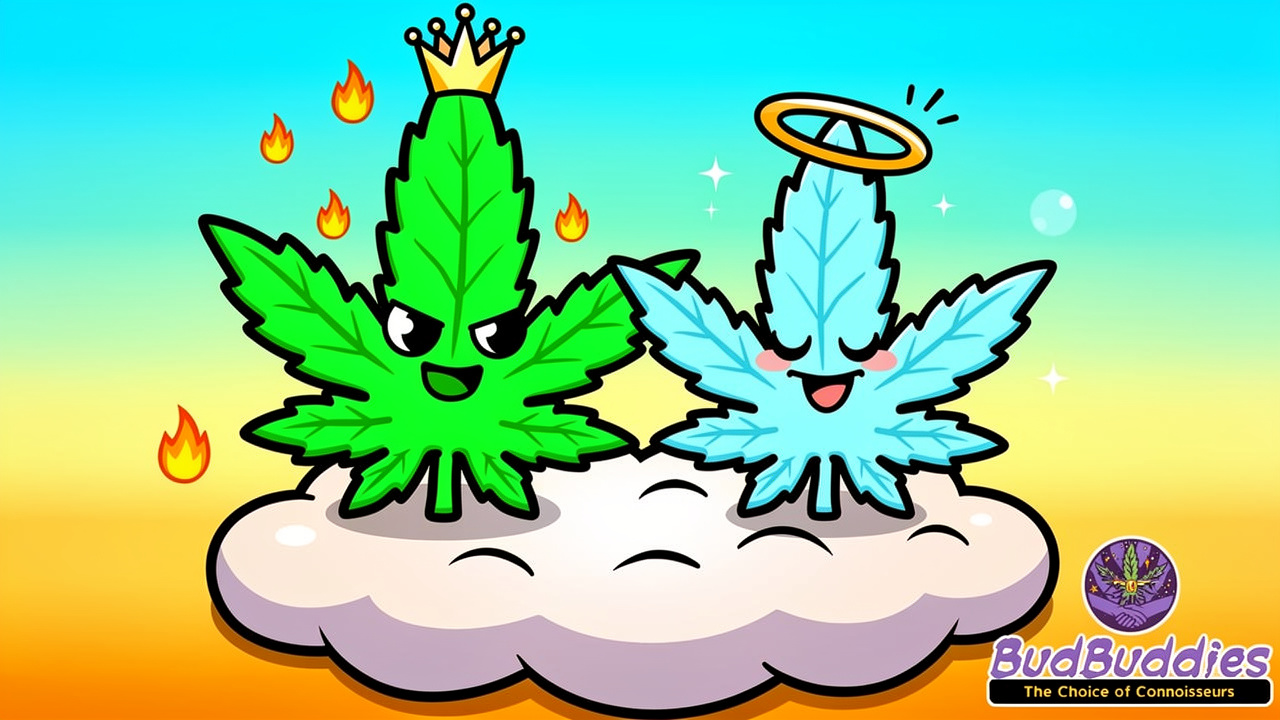 Cartoon comparison of THC and CBD effects on digestion