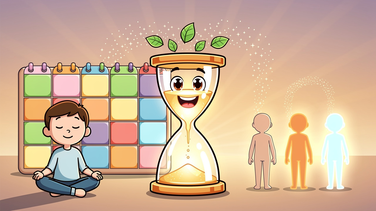 Cartoon hourglass showing natural THC clearance over time