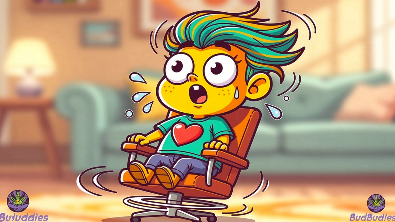 Cartoon character experiencing effects of too much THC