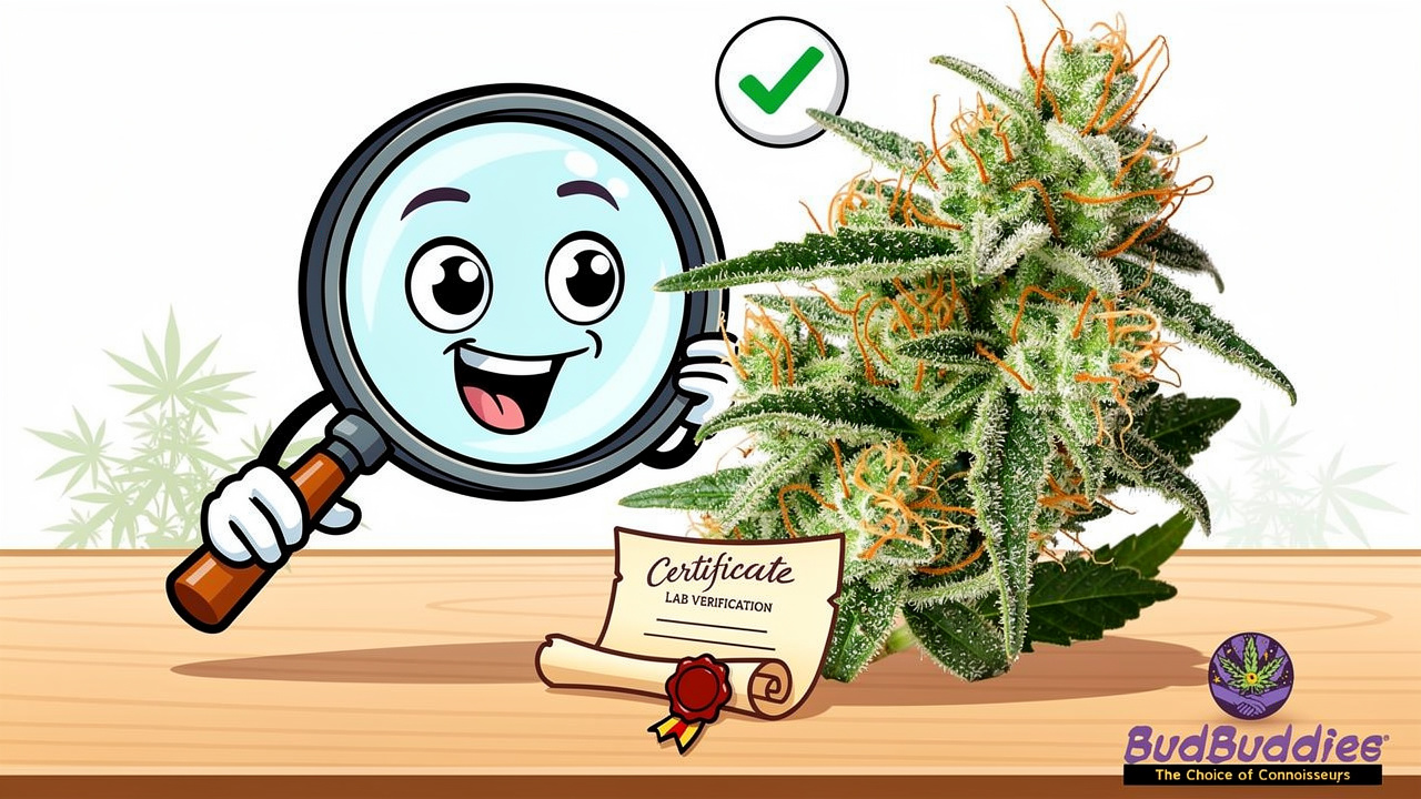 Cartoon magnifying glass inspecting quality Tropicana Cookies bud