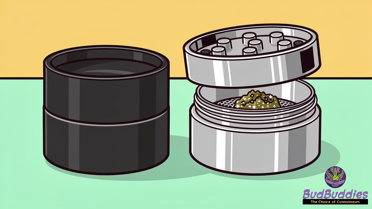 Two-piece and four-piece grinders compared side by side