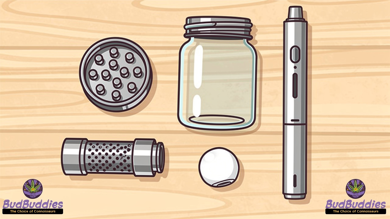 Vaporiser accessories for odour control laid out neatly
