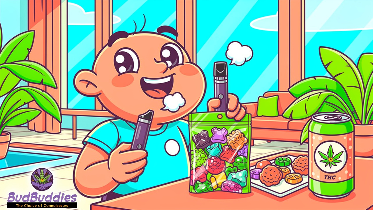 Cartoon character enjoying a vape with minimal indoor smell
