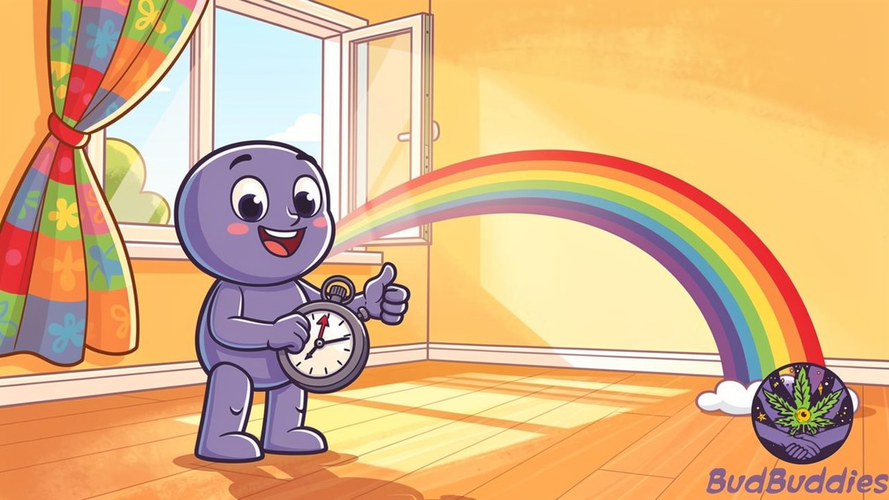 Cartoon room with open window showing smell duration concept