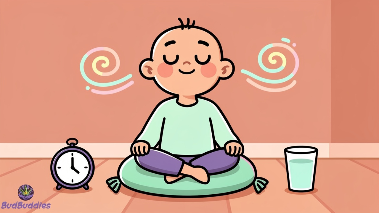 Cartoon figure breathing calmly to manage withdrawal cravings