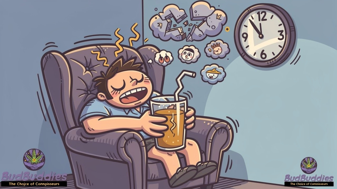 Cartoon character with disrupted sleep after drinking alcohol
