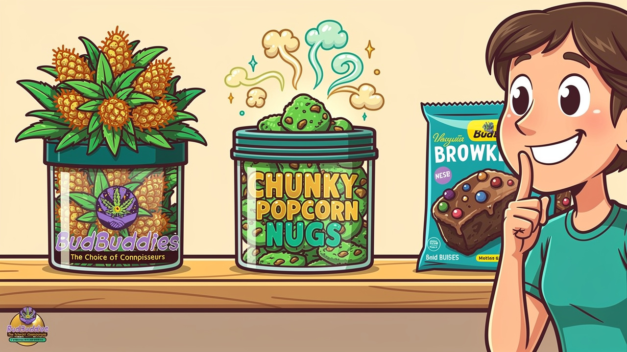 Three cannabis product formats displayed for different user preferences