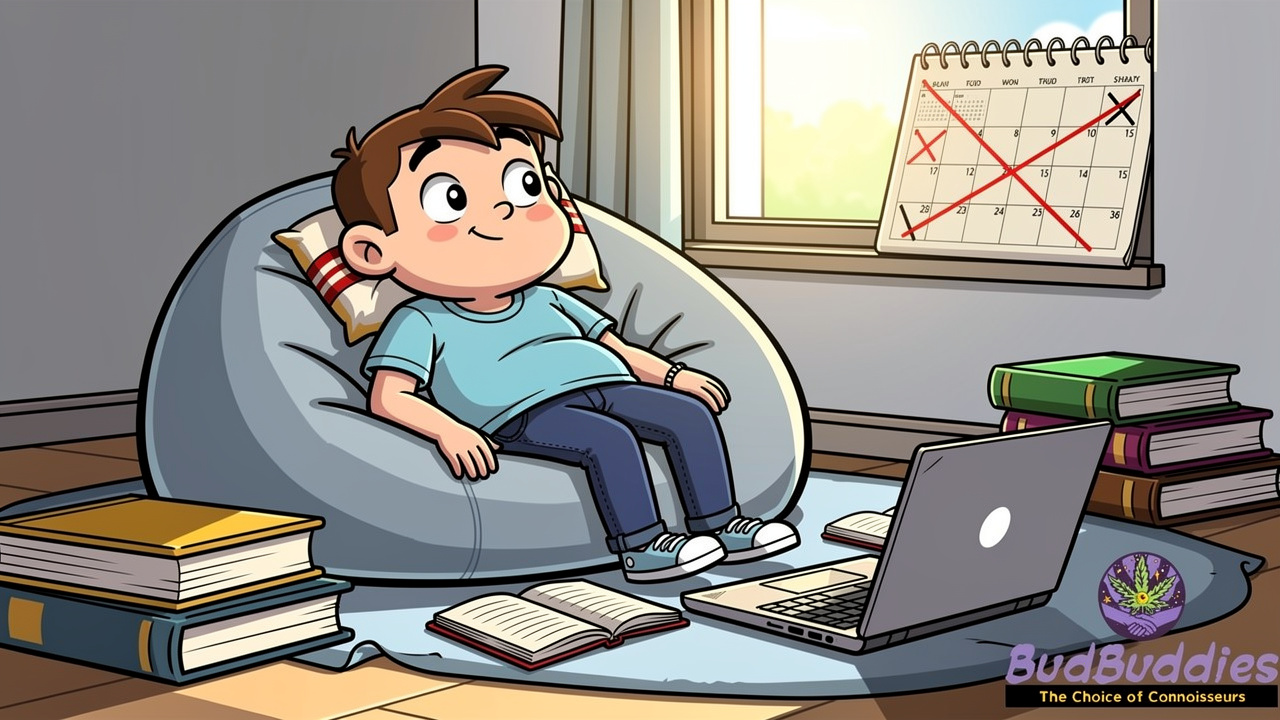 Cartoon student showing low motivation and missed academic commitments