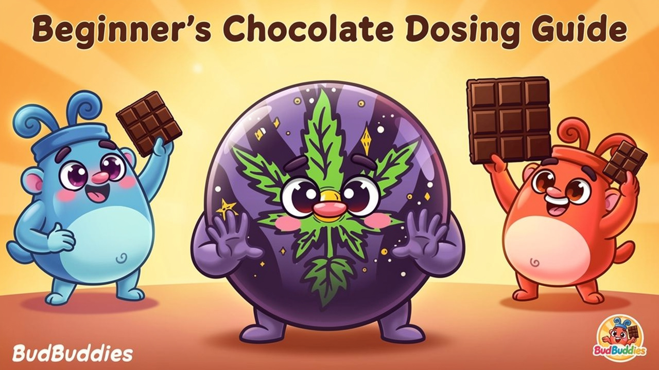 Animated guide showing beginner-friendly cannabis chocolate portion sizes