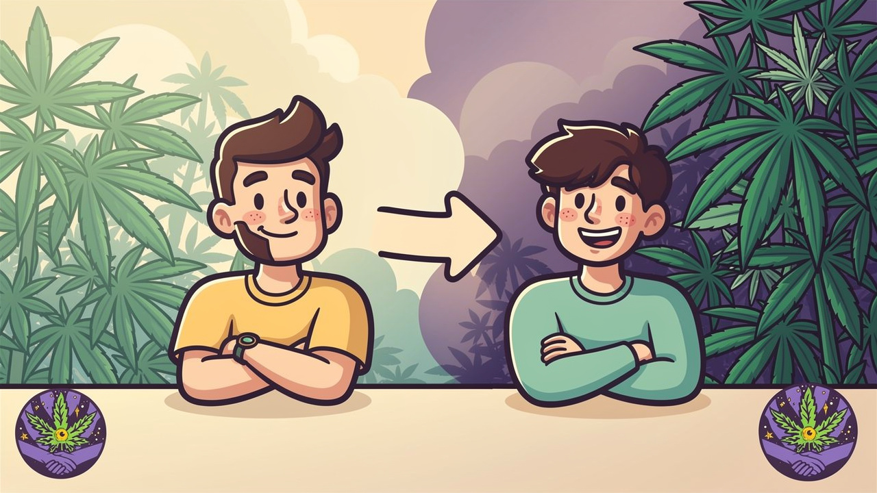Cartoon comparing strain choices for different experience levels