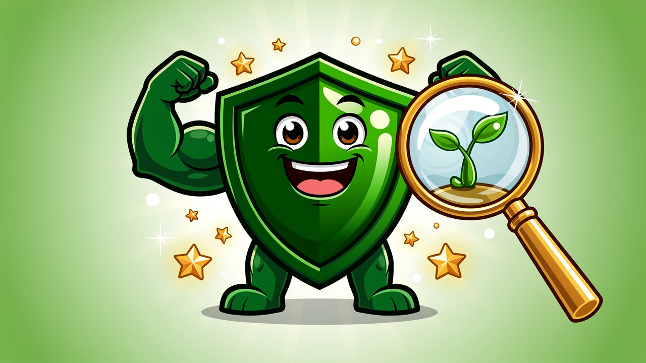 Cartoon quality badge character representing premium cannabis standards