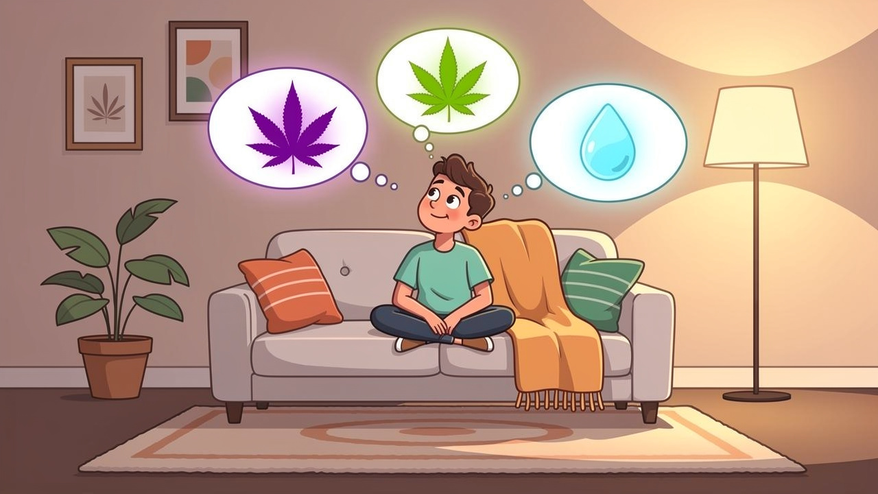 Cartoon person choosing the right cannabis product for them