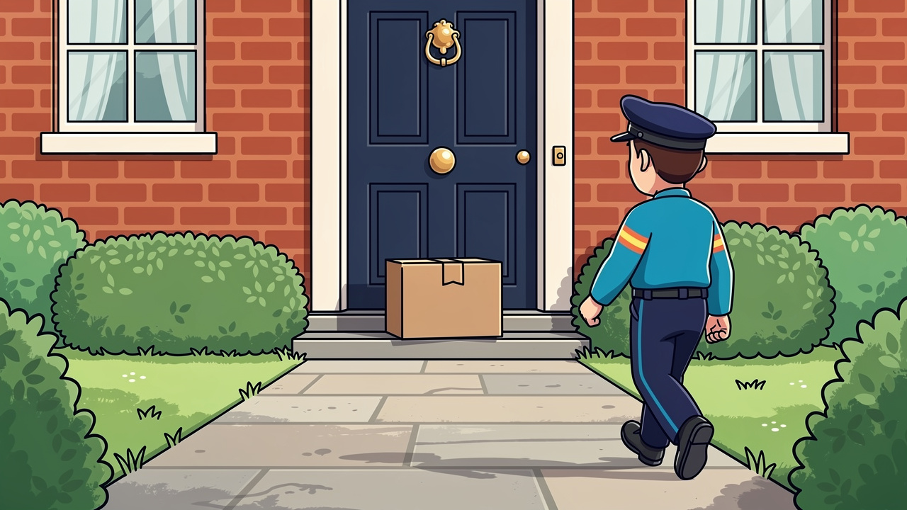 Cartoon discreet parcel delivered to British doorstep in Newtownards