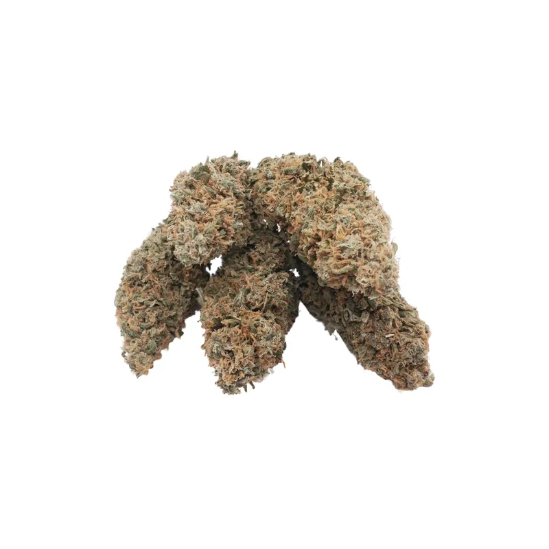 Close-up of Ice Cream Cake whole flower showing dense bud structure and trichome detail