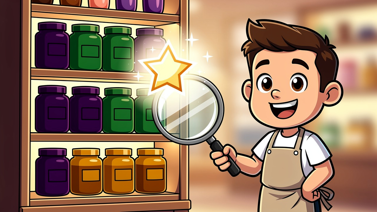Cartoon character showcasing lab-tested cannabis product range