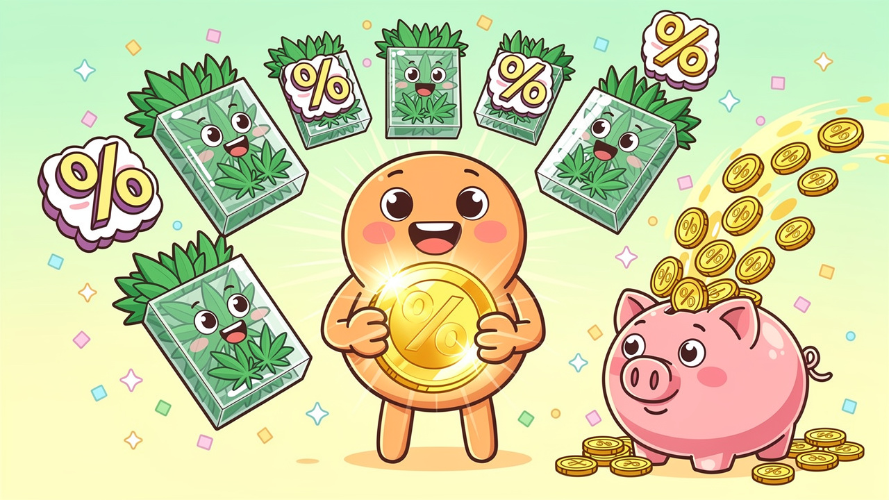 Cartoon loyalty rewards and savings on cannabis orders
