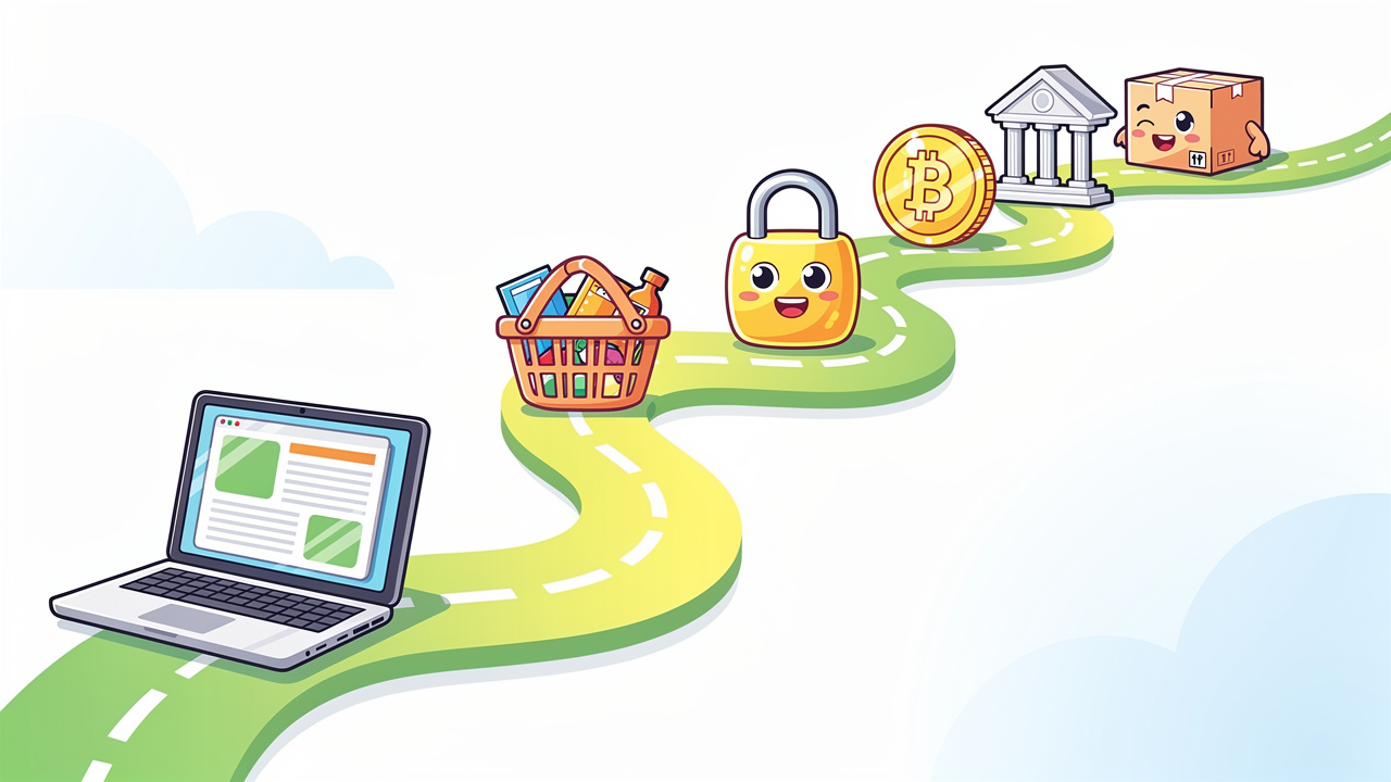 Cartoon illustration of simple secure cannabis ordering steps
