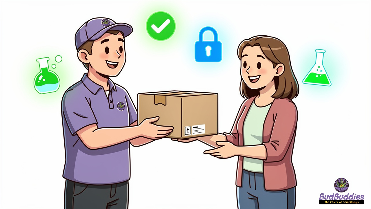 Illustrated delivery package symbolising quality, transparency and discreet service