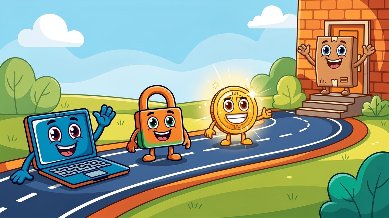 Cartoon journey showing the BudBuddies ordering process step by step