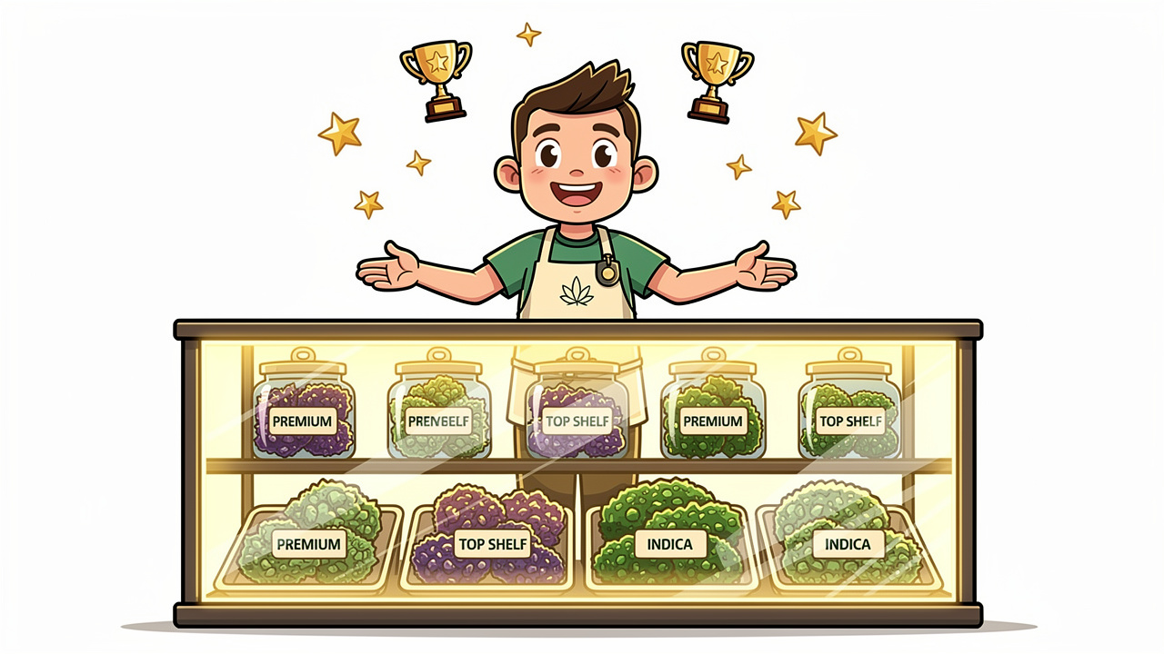 Cartoon of trusted premium cannabis dispensary quality assurance