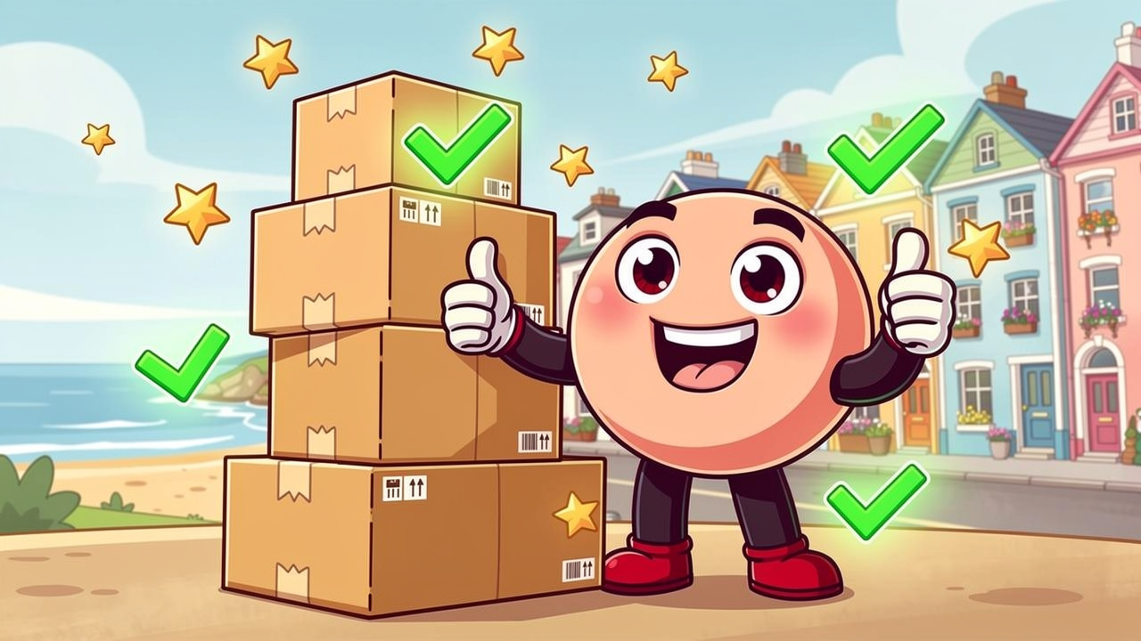 Cartoon character celebrating trusted cannabis delivery service quality