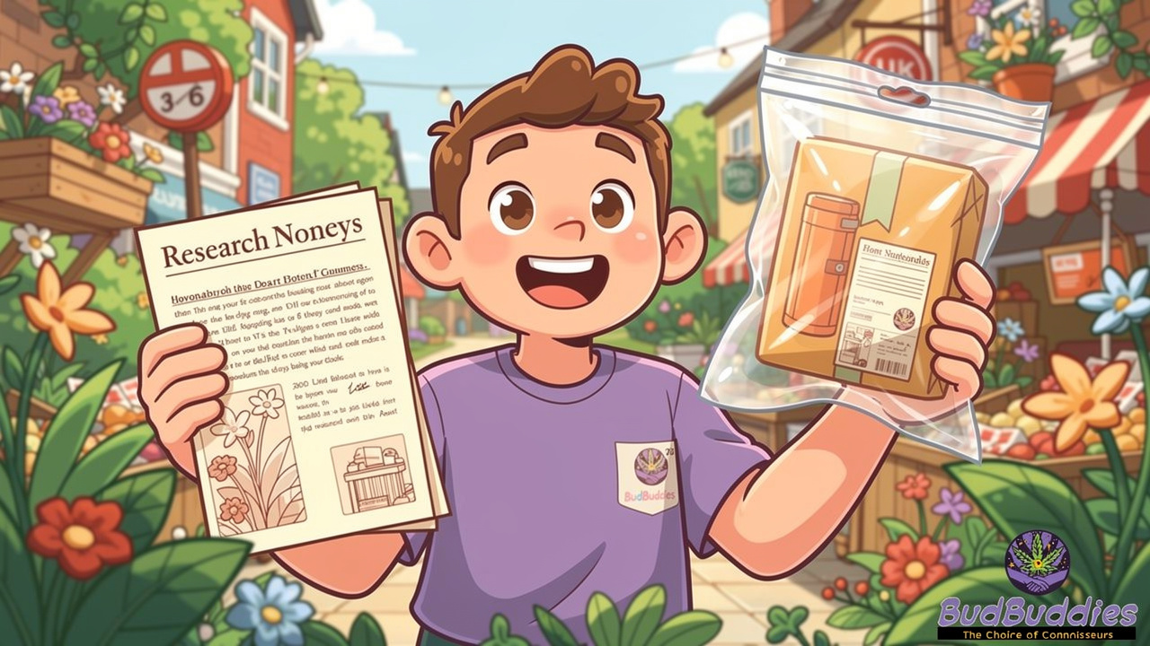 Character holding research notes and discreet delivery parcel together