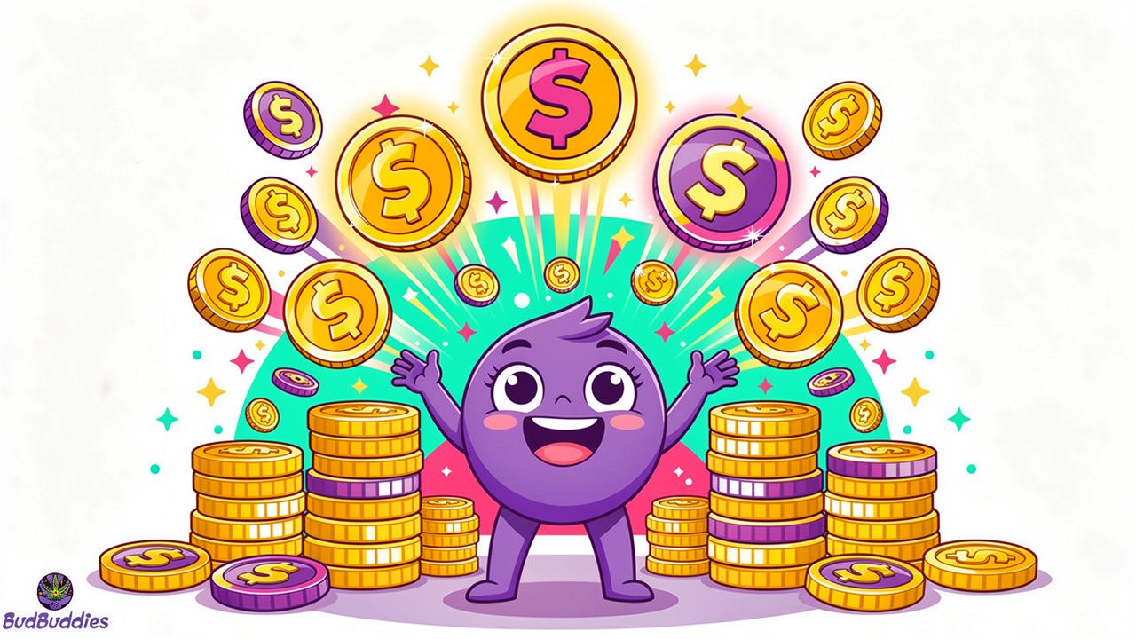 Cartoon character earning BudPoints and BudCash loyalty rewards