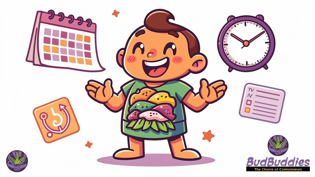Animated character preparing to use an edible bundle with thoughtful consideration