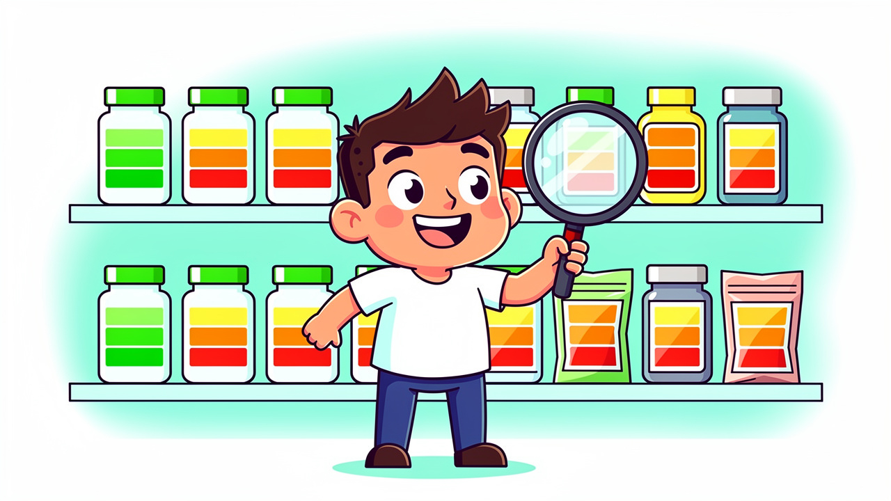 Cartoon character choosing calm low-dose cannabis products