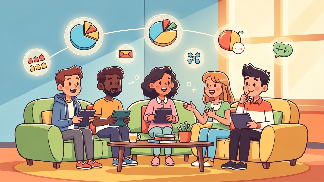 Cartoon university students representing cannabis use statistics data