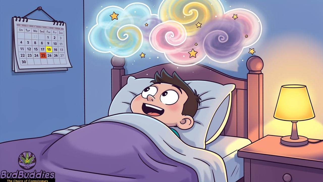 Cartoon showing sleep troubles and vivid dreams during withdrawal