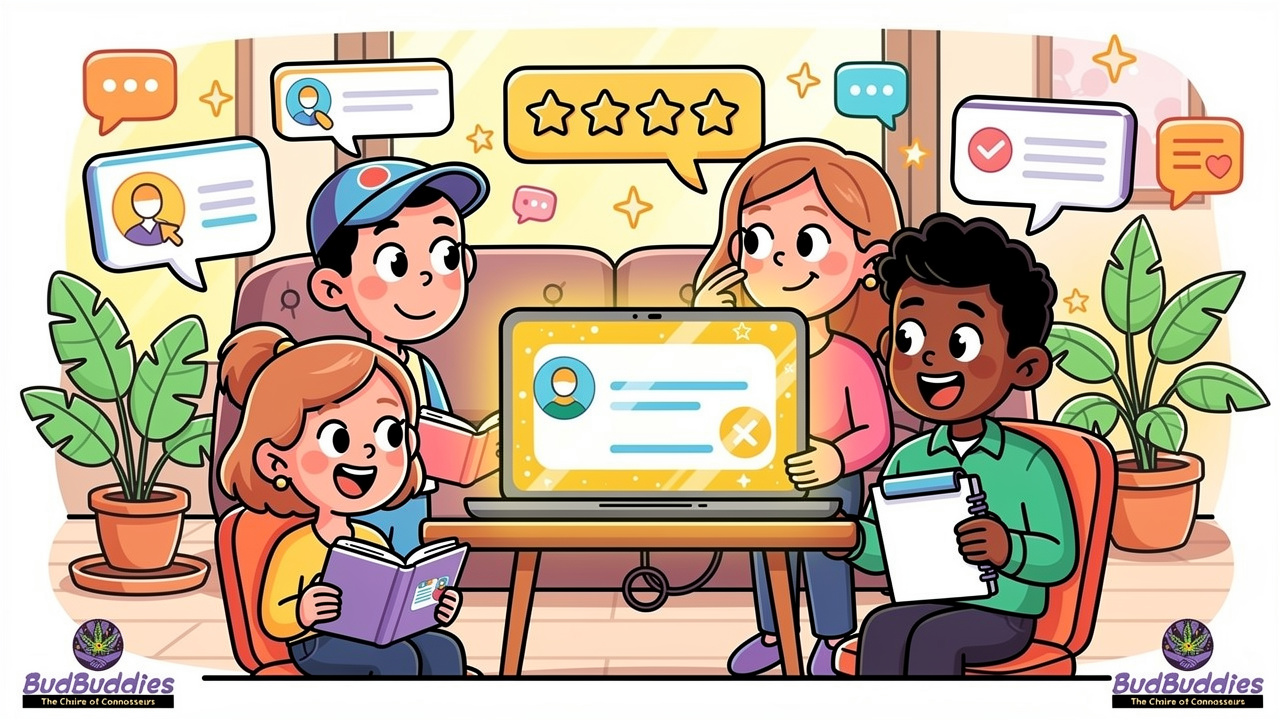 Animated characters reading and sharing product reviews