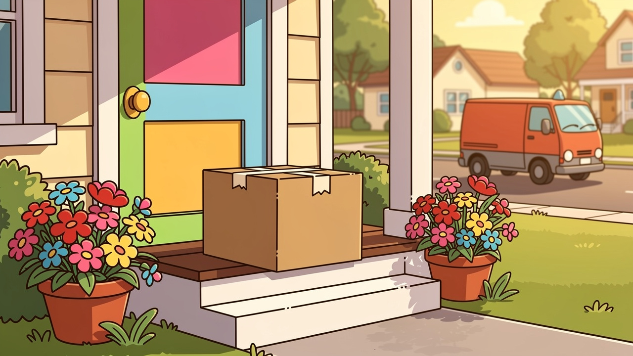 Discreet plain brown parcel left on a friendly doorstep