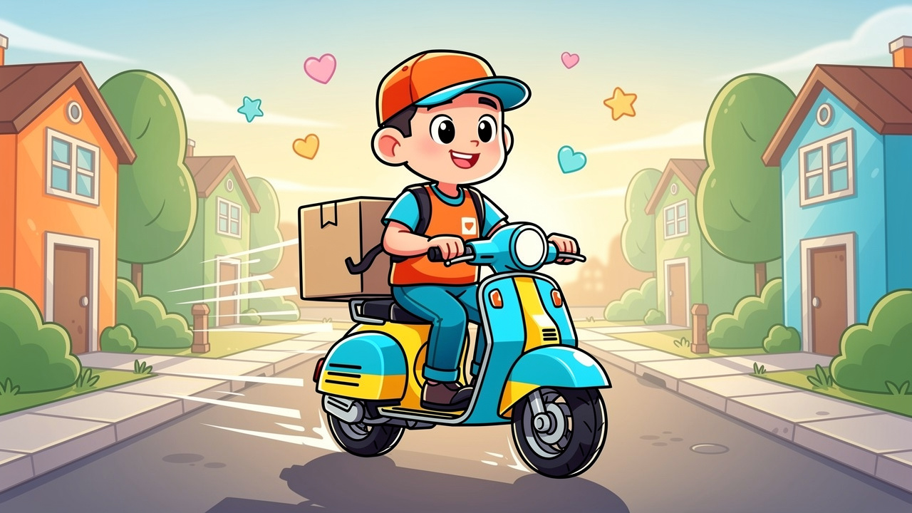 Cartoon of discreet cannabis delivery across the UK
