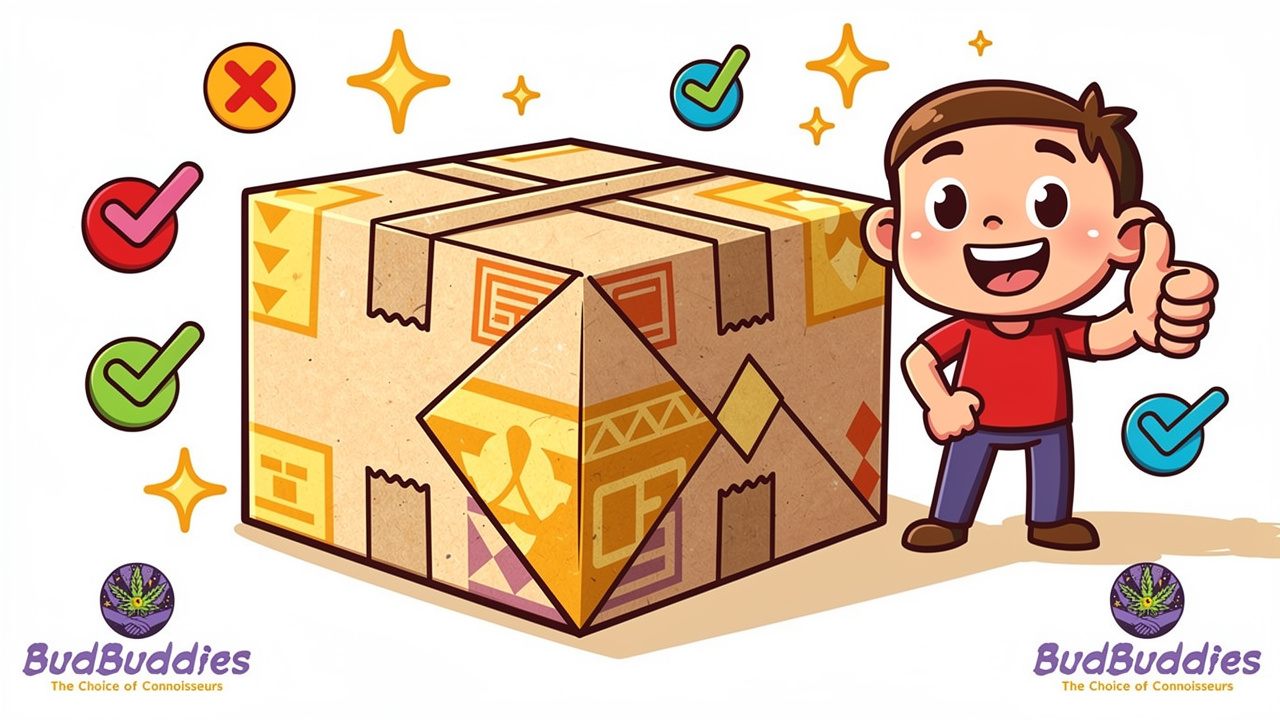 Animated illustration of discreet, unmarked cannabis delivery packaging