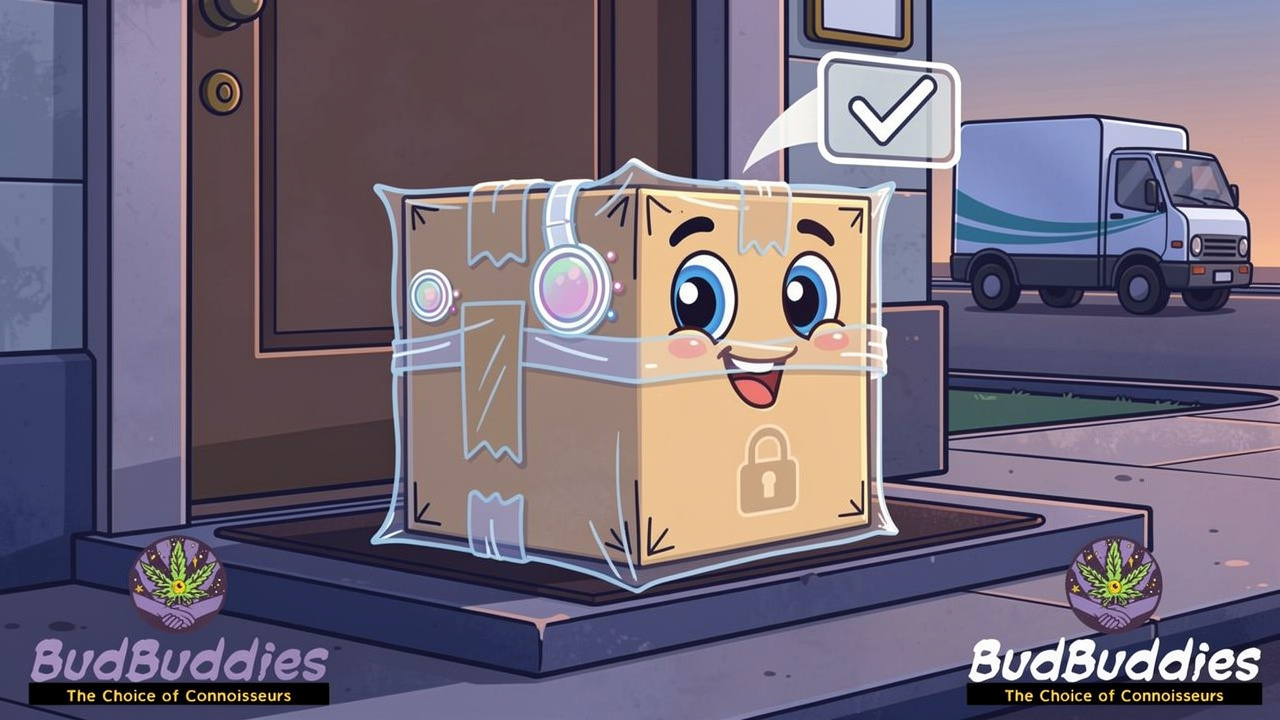 Cartoon parcel delivery emphasising privacy and protective packaging layers