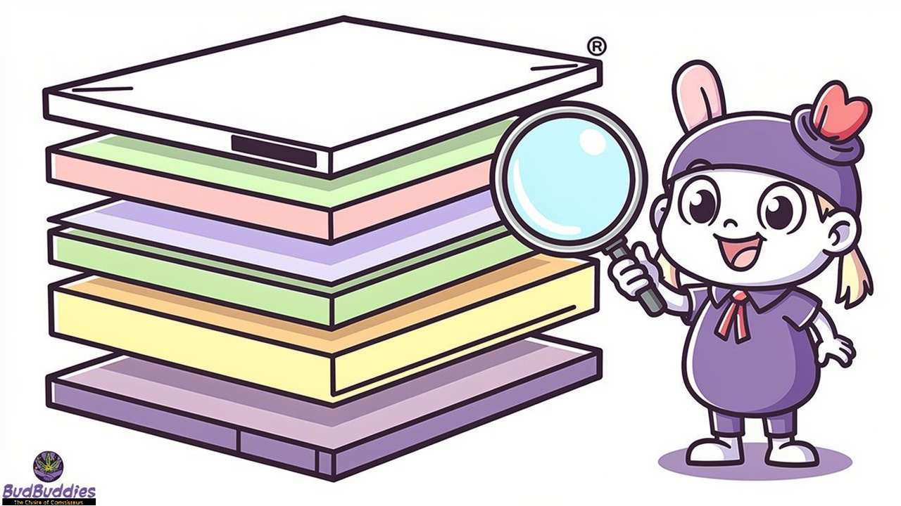 Cartoon cross-section of vacuum-sealed protective packaging layers