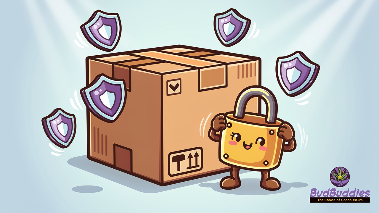Plain package with animated privacy shield and padlock symbols