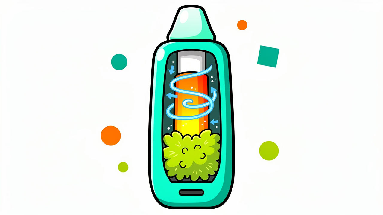 Cartoon cross-section of a dry herb vaporiser heating chamber