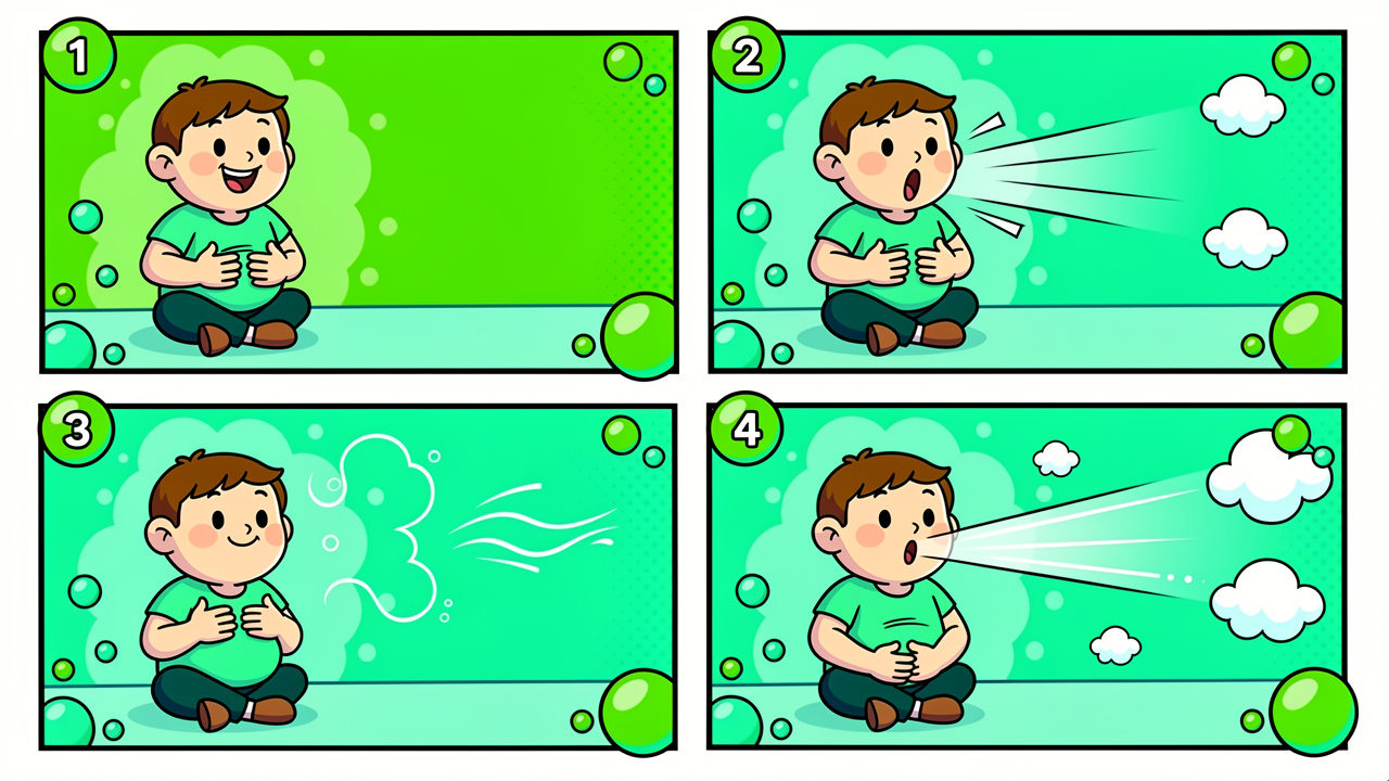 Cartoon character following dry herb vape step-by-step routine