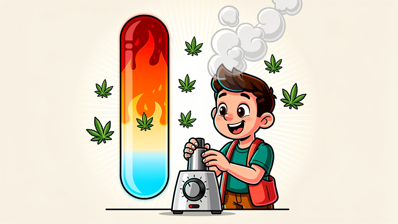 Cartoon guide to dry herb vape temperature settings