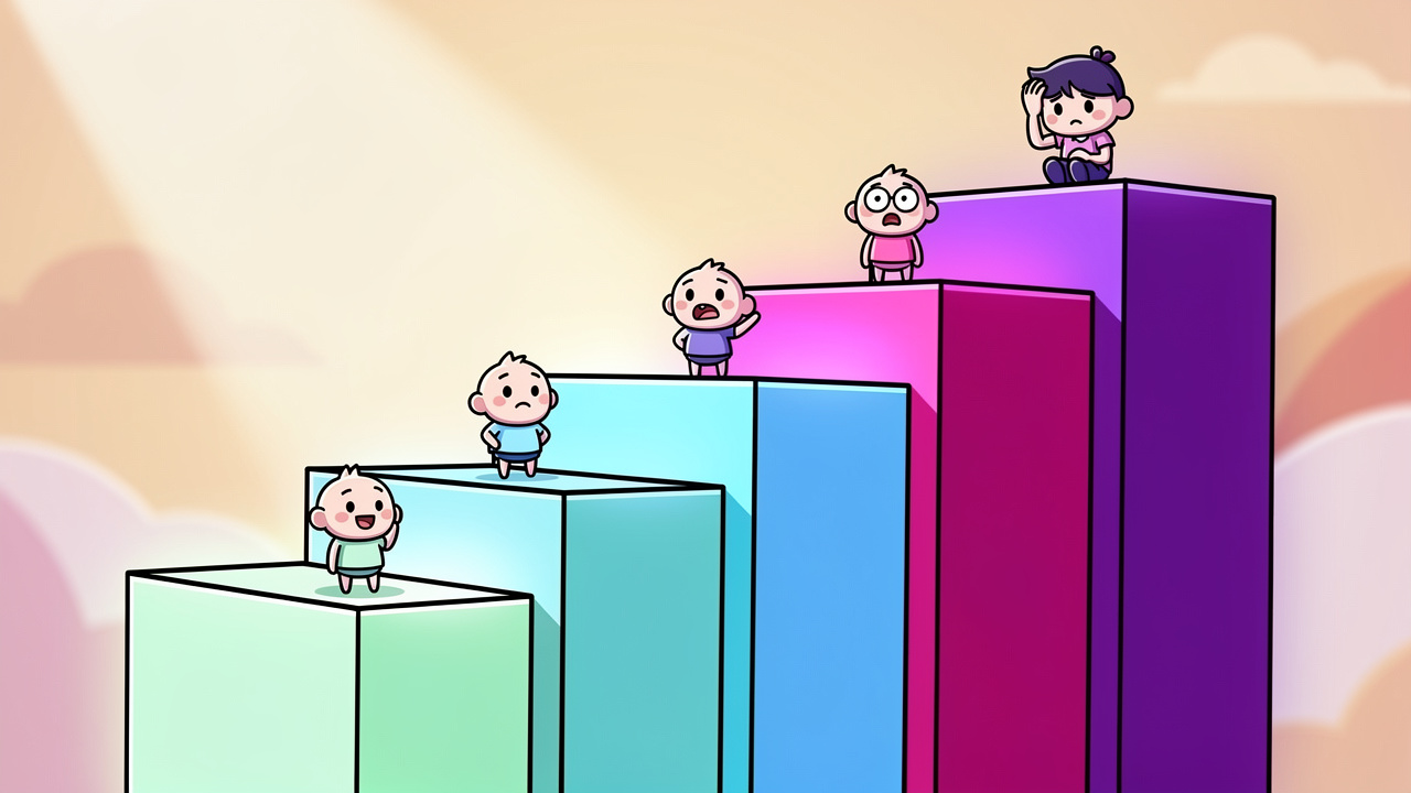 Colourful cartoon staircase showing cannabis edible dosage levels
