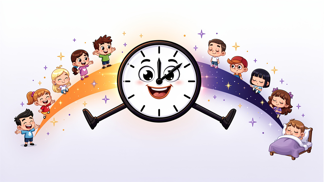 Cartoon clock illustrating edible cannabis onset, peak, and duration